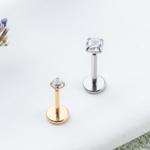Diamond Stud Earring, Round Diamond Solitaire Earrings, CZ Stud Earrings, 3mm, 4mm, 5mm Cz, Brilliant Cut CZ Earrings, Minimal CZ Stud