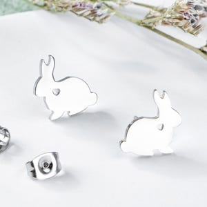 Cute Bunny Studs Earrings, Rabbit Studs Earrings, Stainless Steel Studs,Rabbit Gift, Bunny Earrings, Bunny gift, Animal Jewelry, Rabbit Fan