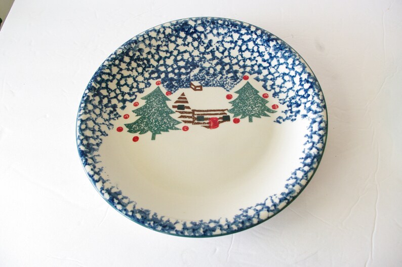Vintage Folk Craft Cabin in the Snow Christmas Dinnerware Etsy
