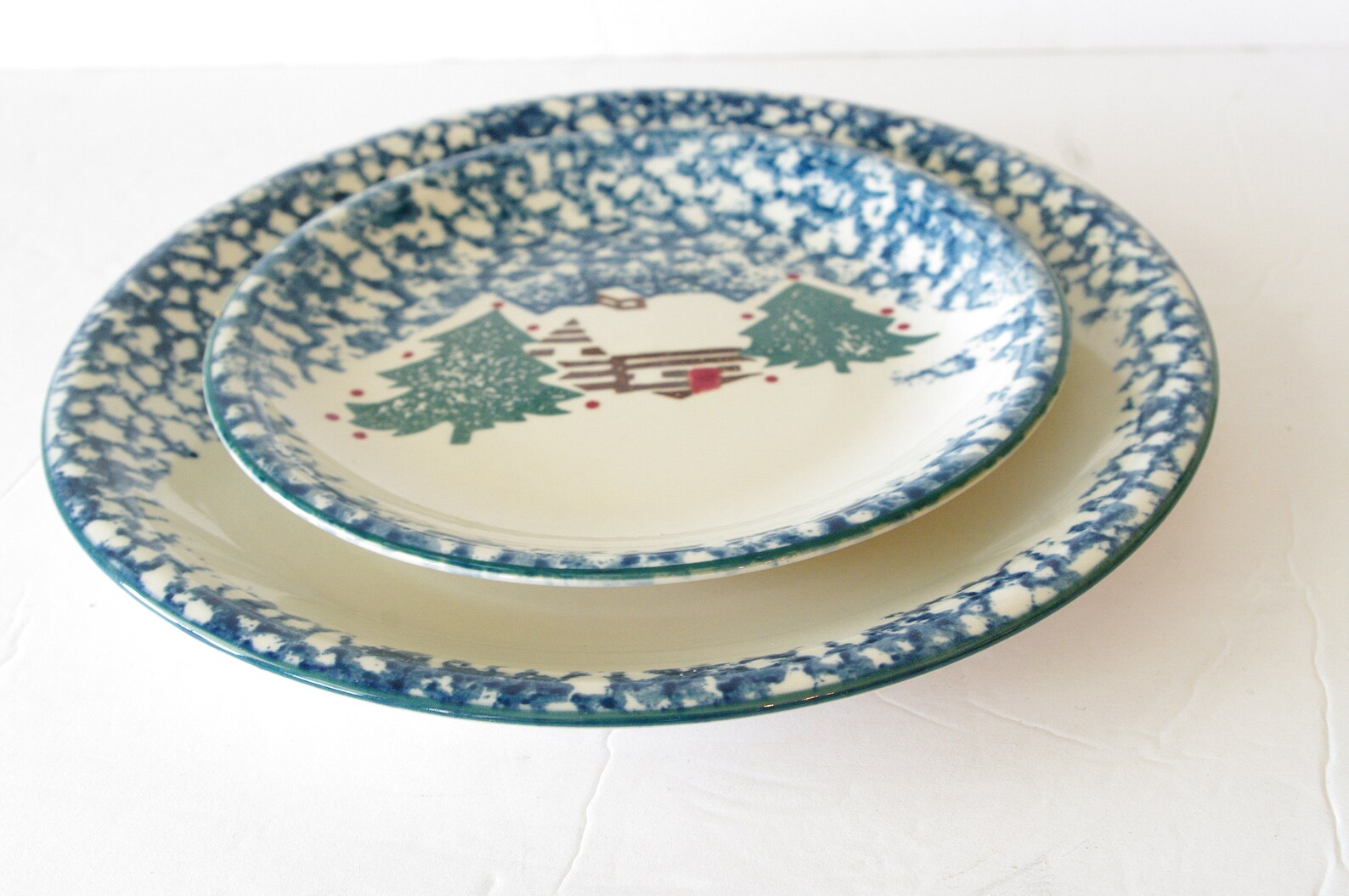 Vintage Folk Craft Cabin in the Snow Christmas Dinnerware Etsy