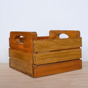 VTG Cottagecore Wood Apple Crate Wooden Box | Thick Plank Rustic Storage Solution Versatile Display & Decor Farmhouse Wooden Crate Organizer