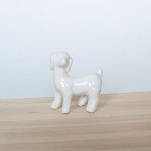 Miniature White Ceramic Goat Figurine | Tiny Glossy Farm Animal for Shelf Decor | Cottagecore Country Accent | Vintage Style Farmhouse Charm