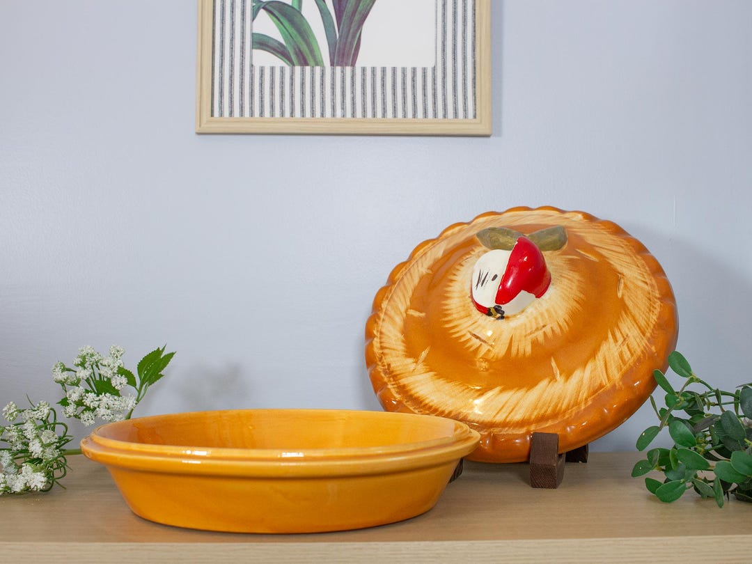 Vintage Apple Pie Covered Dish | Ceramic Pie Plate With Lid | 1980s ...
