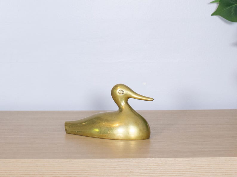 Vintage Brass Duck Figurine, Mid Century Modern Mallard Paperweight ...