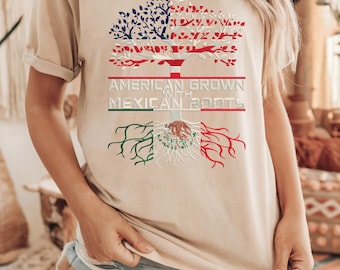 American Grown Mexican Roots T-Shirt: USA Mexico Pride Tee