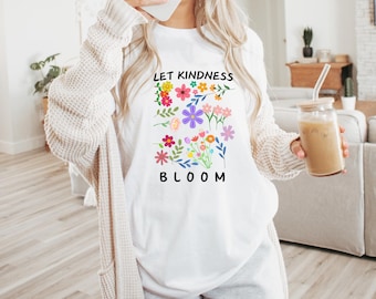 Camiseta Kindness Bloom: Camiseta com estampa floral, top feminino inspirador