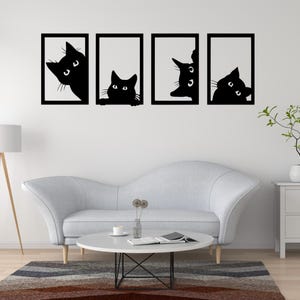 3D Printed Cat Frame - Wall Decor - Feline Silhouette - Feline Wall Frame - Geometric Cat - 4 pcs or Single