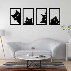 Chats cadre mural – Fichier Vectoriel svg, dxf, pdf, png, eps pour Découpe Laser cnc affiche – Téléchargement Instantané