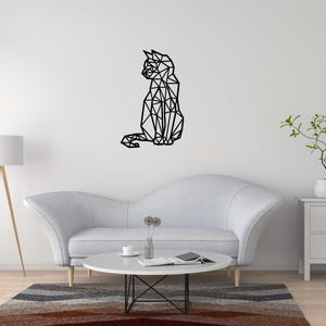 Chat Géométrique – Fichier Vectoriel svg, dxf, pdf, png, eps pour Découpe Laser cnc affiche – Téléchargement Instantané