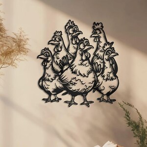 Poules – Fichier Vectoriel svg, dxf, pdf, png, eps pour Découpe Laser cnc affiche – Téléchargement Instantané art mural metal
