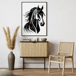 Cheval – Fichier Vectoriel svg, dxf, pdf, png, eps pour Découpe Laser cnc affiche – Téléchargement Instantané