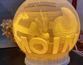 Personalized Lithophane 3D Lamp: Wish photo/text as illuminated sphere Made in Germany