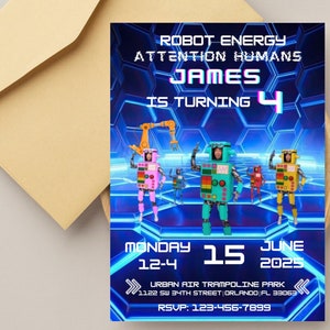 Danny Go! Robot Energy Birthday Invitation | Editable Template in Canva