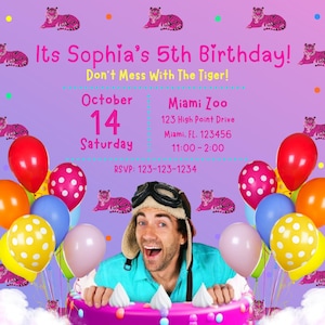 Danny Go! Don&#39;t Mess with the Tiger - Girls Birthday Invitation | Editable Template in Canva