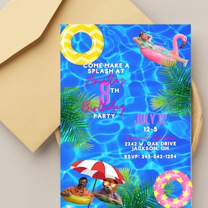 Danny Go! Birthday Pool Party Invitation | Editable Template in Canva