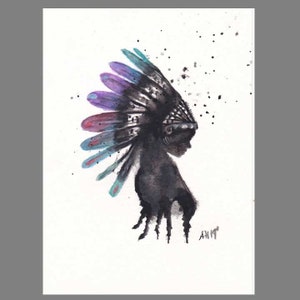 Watercolor Indian Girl Painting 4.5" by 6"