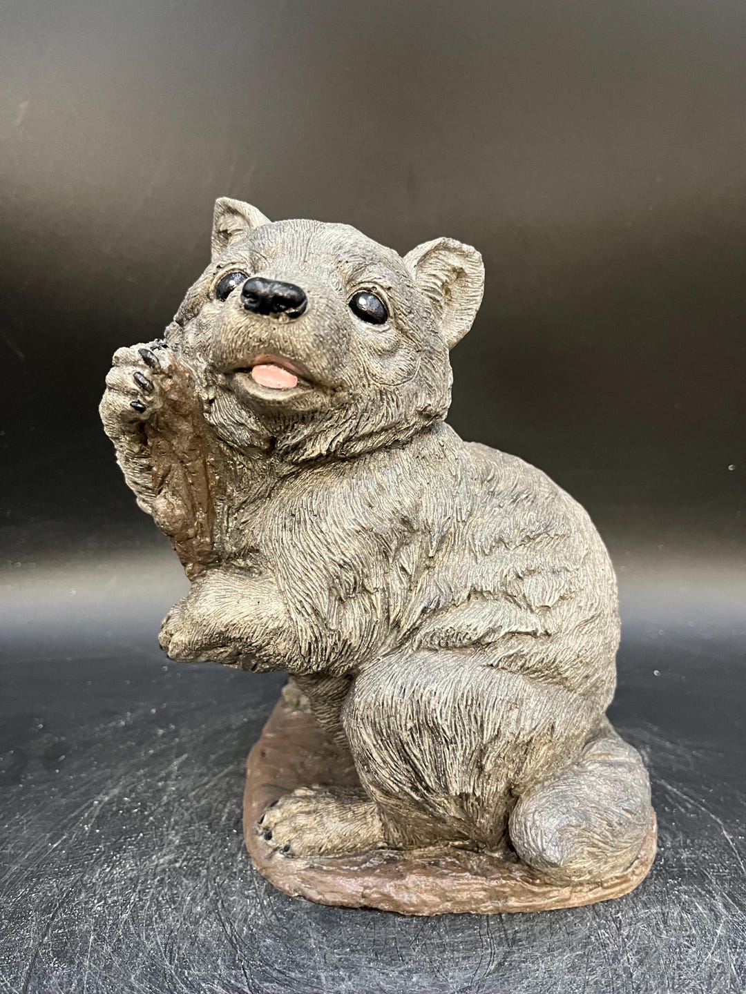 Raccoon Cast Stone Statue Painted - Etsy