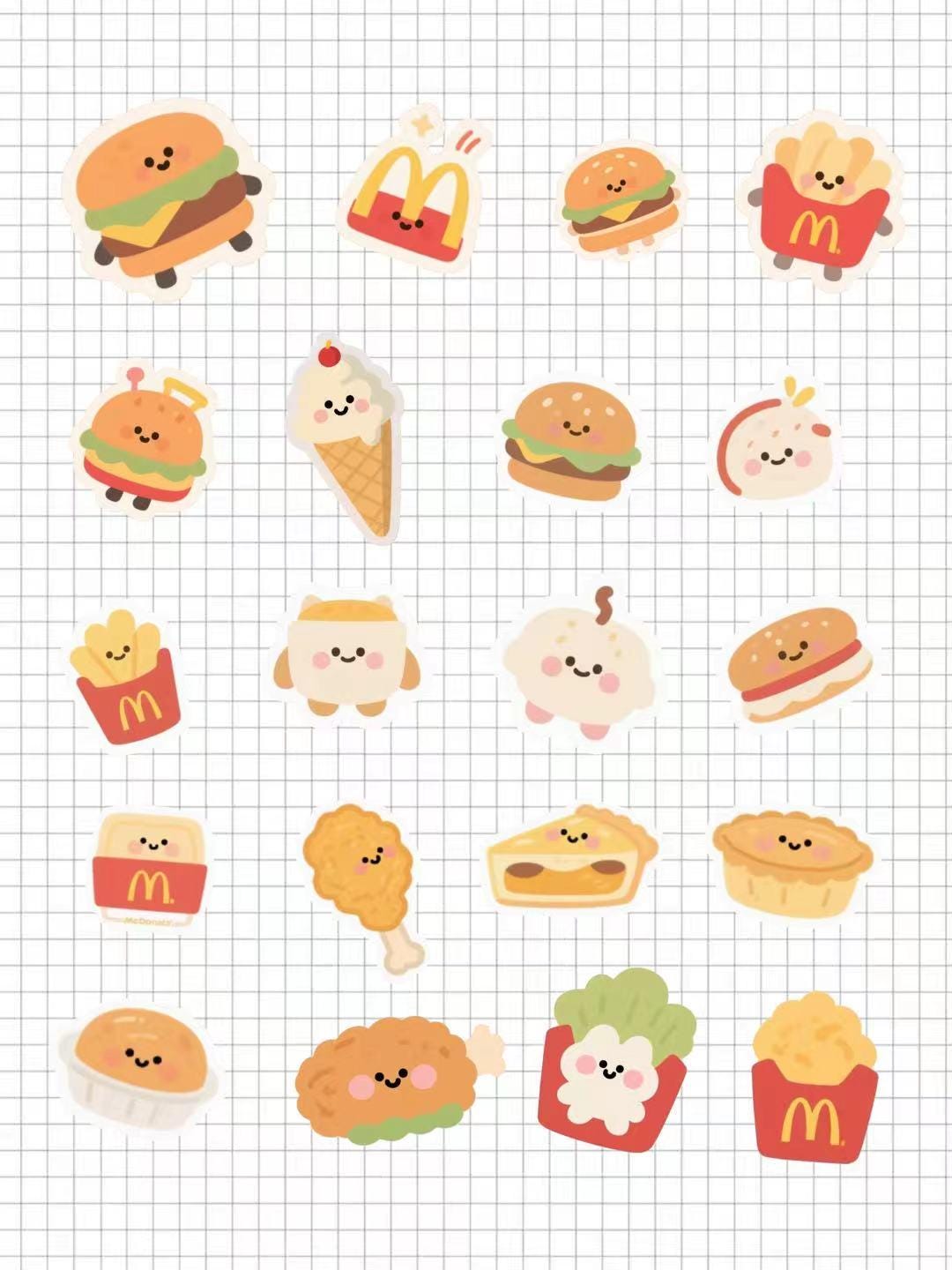 Kawaii Mcdonald’s-inspired Food Stickers | Cute Printable Fast Food ...