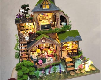 Bells and Mysteries - Kit fai da te per angolo lettura, regalo accogliente, inserto per libreria in miniatura fai da te, fermalibri, scenario per topo di biblioteca, diorama, miglior regalo