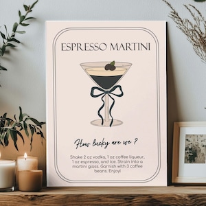 Espresso Martini Cocktail Poster, Martini Print für Barwagen Dekor, wie glücklich sind wir? Cocktail-Zeichen-Kunst, Cocktail-Rezeptkunst