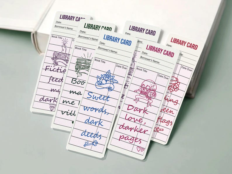 Library Card Bookmarks| Dark Romance Bookmark Printable Set| Smut ...