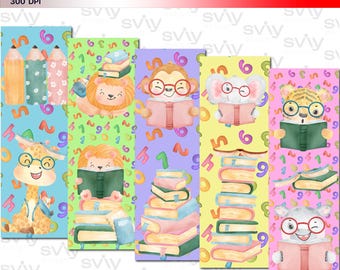 Cute Animal Bookmarks Set | Kids Printable Bookmarks PNG SVG (Digital Download)