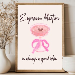 Espresso martini cocktailposter | Espresso martini print voor decor barwagen | Martinimuurkunst en vrijgezellencadeau | Digitale download