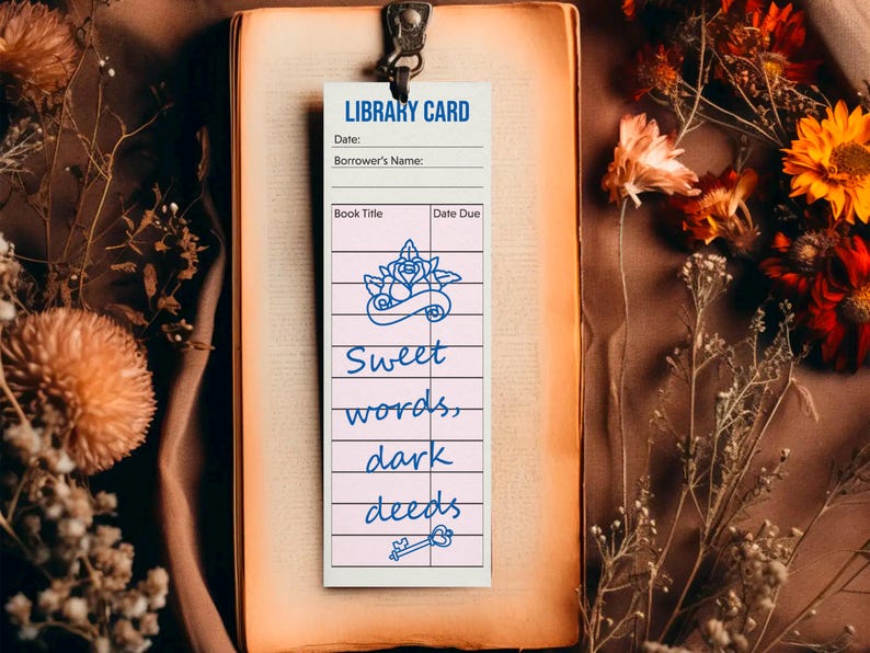 Library Card Bookmarks| Dark Romance Bookmark Printable Set| Smut ...