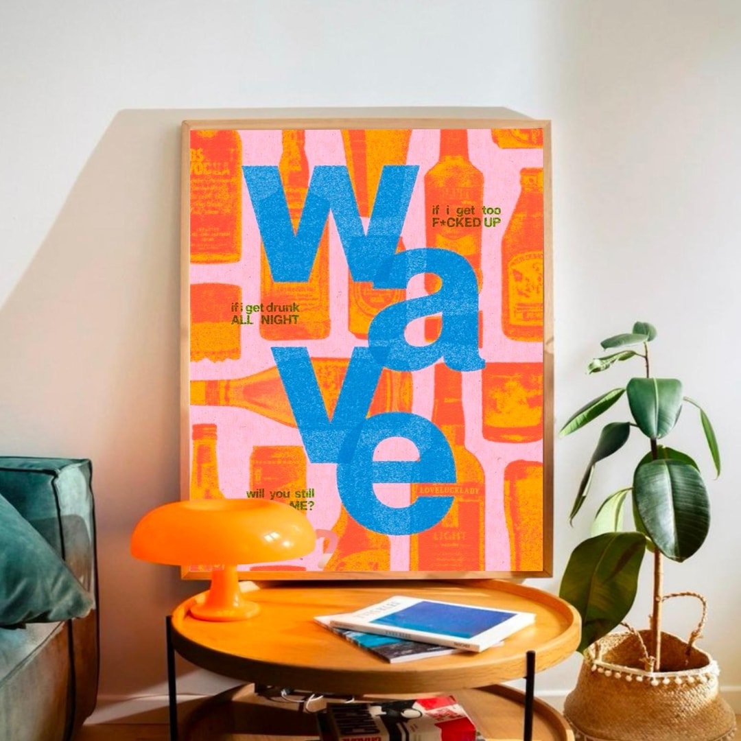Retro Wave Typography Poster Colorful Modern Wall Art Vibrant Pop Art ...