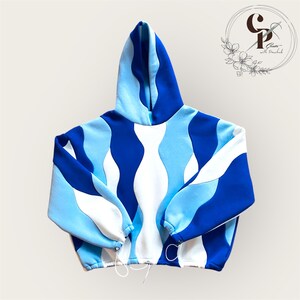 Custom Waved Hoodie, Handmade Color Block Oversized Sweatshirt, Personalized Unisex Pullover, Unique Streetwear For Teens