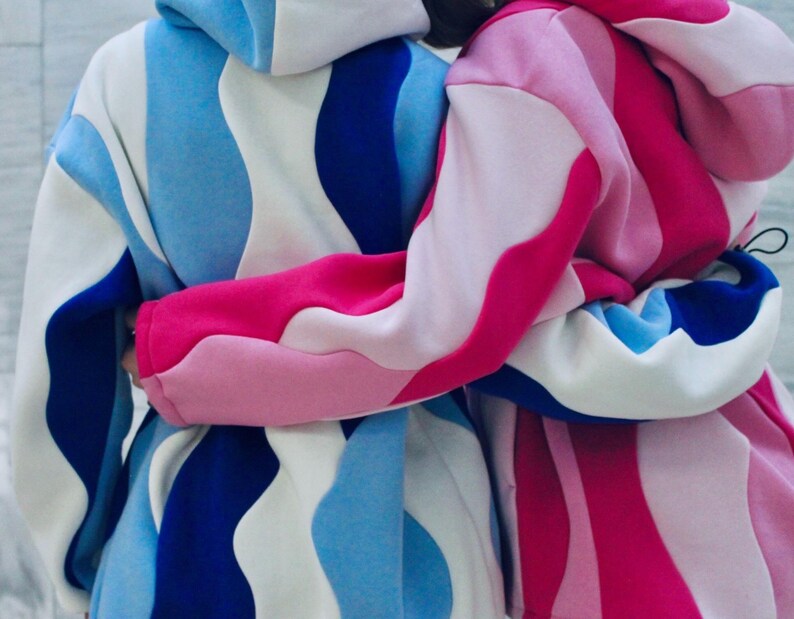 Spring Patchwork Color Hoodie, Unisex Custom Sweatshirt for Her Gift image 8
