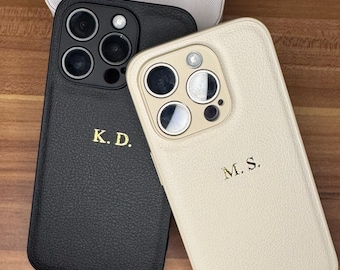 Custom Engraved Leather iPhone Case | Personalized Initials Phone Cover | Luxury Monogrammed iPhone Case | Stylish Gift for Men & Women