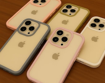 Clear Glossy iPhone Case | Slim Shockproof Phone Cover | Soft Edge Grip Case with Color Frame | Gift for Him & Her | Silicone Phone Case