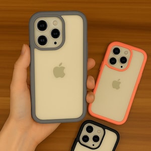 Klare Matt iPhone Hülle | Soft Edge stoßfeste Handyhülle | Schlanke Transparente Griffhülle | Color Rahmen Geschenk für Sie & Ihn | Silikonhülle