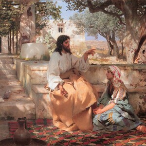 HENRYK SIEMIRADZKI, &quot;Christ with Martha and Mary&quot;, (1886), Giclee Fine Art Print, Christian Art, Academic Art, Wall Decor, Interior Design