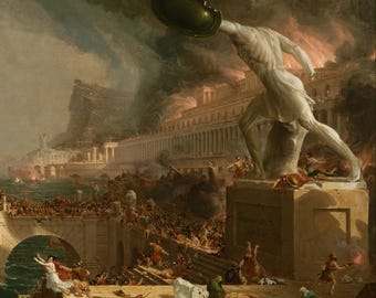 Thomas Cole, "The Course of Empire: Destruction", (1836), Giclee Fine Art Print, Romanticism, Fall of Rome, Wall Decor, Interior Design
