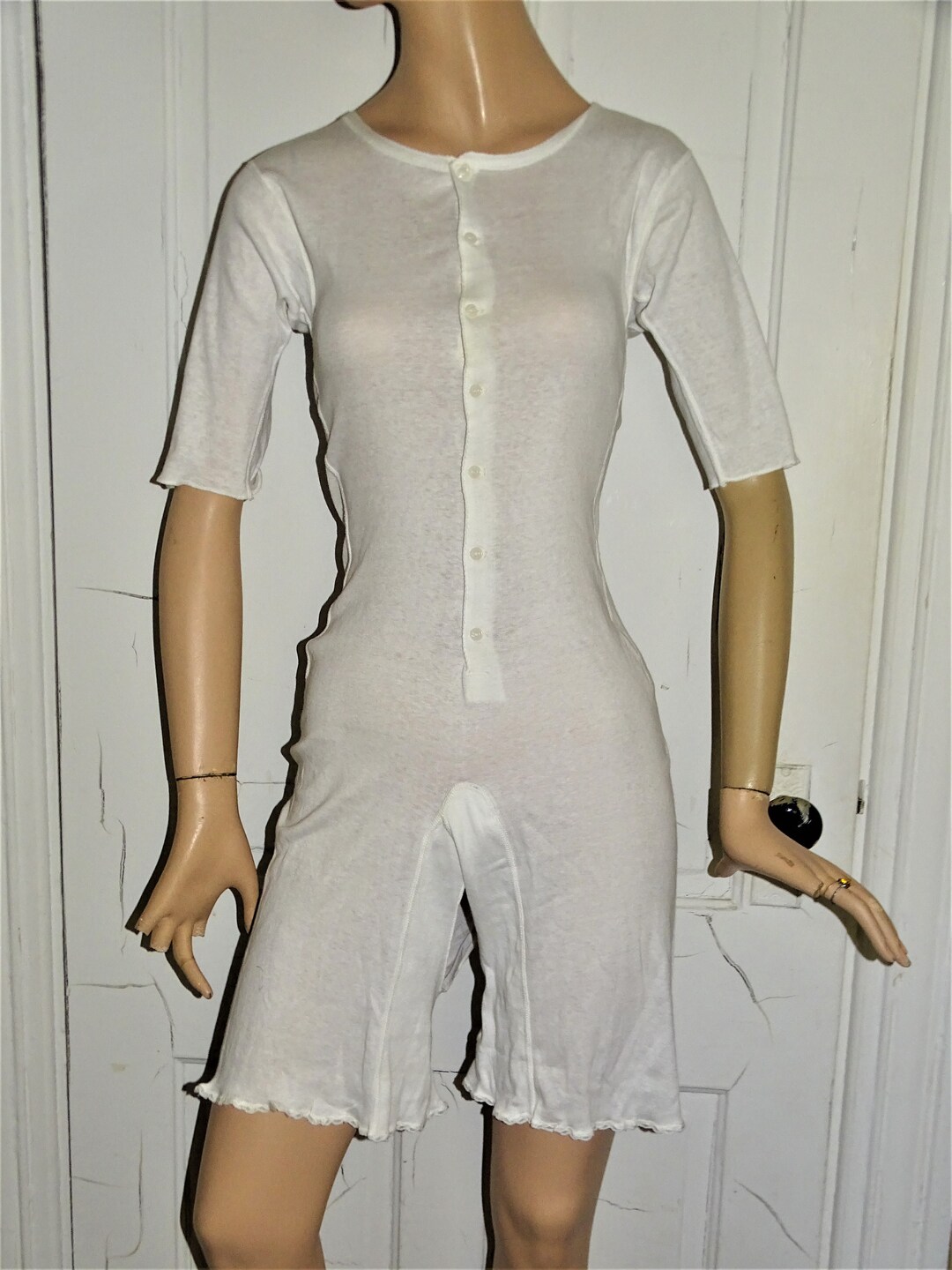 Womens Vintage 1940s Verna One Piece Union Suit Short Sleeves Etsy