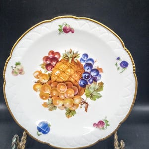 Vintage Bavaria Germany &quot;Debra&quot; Pineapple and Grape Salad Plate, Fruit Motif Plate 7.5 Inches