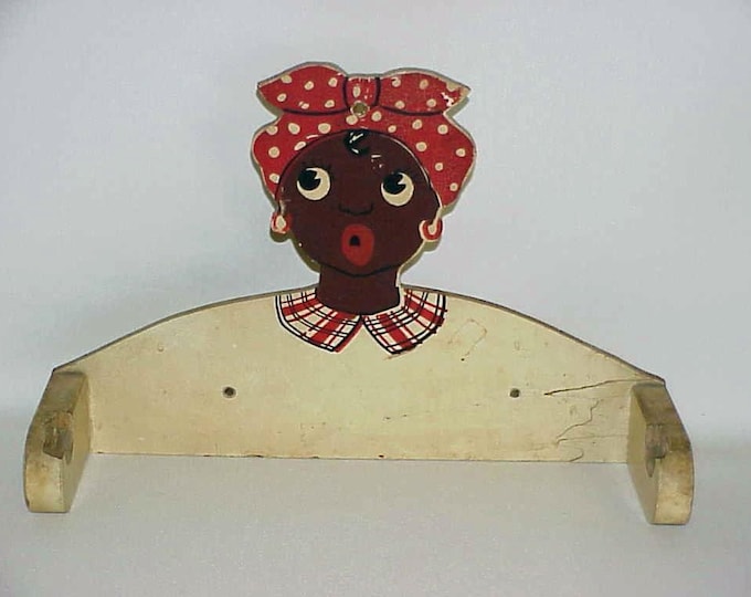 Vintage Wood Black Americana Mammy Figural Paper Towel Holder Etsy