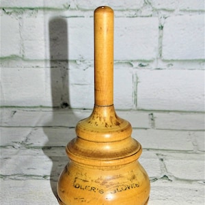 Victorian Antique Advertising 1800s ADLER'S GLOVES Glove Powder Shaker Dispenser Vanity Wooden Powder Shaker For Antique Gloves