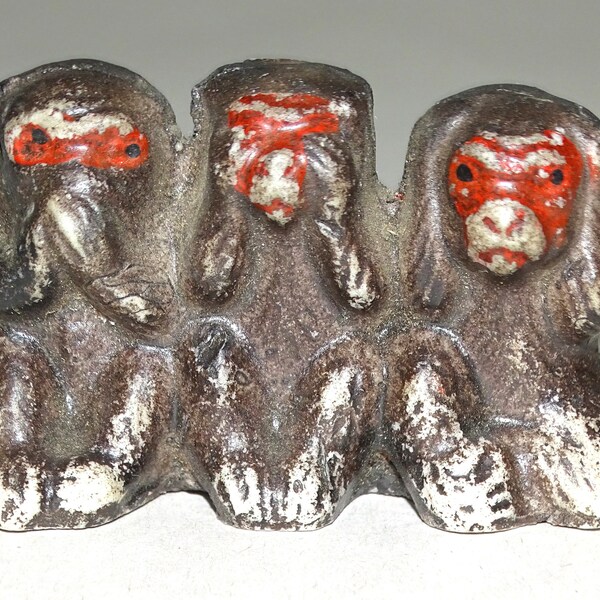 Vintage MCM 1950s Speak No Evil See No Evil and Hear No Evil Delightful Classic Monkey Figurine, Made In Japan