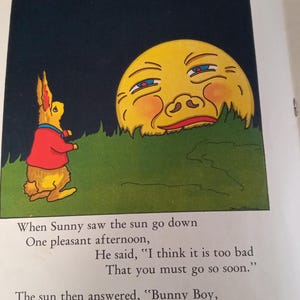 1930 Busy Bunnies Childrens Book by H. Stockton, Whitman Book 1st Edition, Illustrations by G. Phillips, Wonderful Graphics