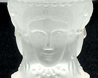 Small Vintage L.G. Wright 3 Faces Sisters Satin Glass Salt Cellar