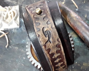 Bracelet for Men, Leather Cuff, Men's Cuff Bracelet, Brown Leather, Steampunk Cuff, Men's Bracelet, Men's Leather Bracelet, Wrap Bracelet
