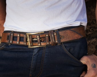 Brown Leather Belt, Design Belt, Men's Belt, Buckle Belt, Men's Style, Brown Belt, Fashion Leather, Ishaor Belt, Ornate Design, Art Leather