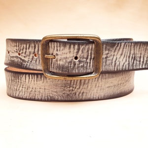 Gray Leather Belt for Men and Women - Handmade Jeans Accessory - Black White and Gray