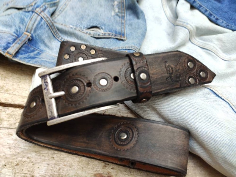 Biker Style Brown Belt Fashion Leather Unique Belts Mens | Etsy