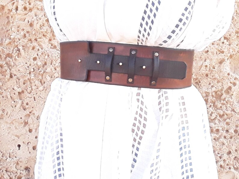 Brown Women's Waist Belt, Brown Waist Belt, Leather Waist Belt, Women Belt, Wide Belt, Leather Gift for Woman, Artisan Leather Belt, Ishaor image 3