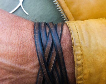 Armband für Männer, Ledermanschette, Herren Manschettenarmband, braunes Leder, echtes Leder, Herrenarmband, Herren-Lederarmband, Wickelarmband