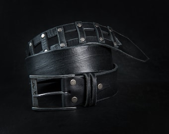 Black Leather Belt, Mens Belt, Jeans Belt, Genuine Leather, Real Leather, Handmade Belt, Unique Black belt, Custom Leather Belt, X-mas gift